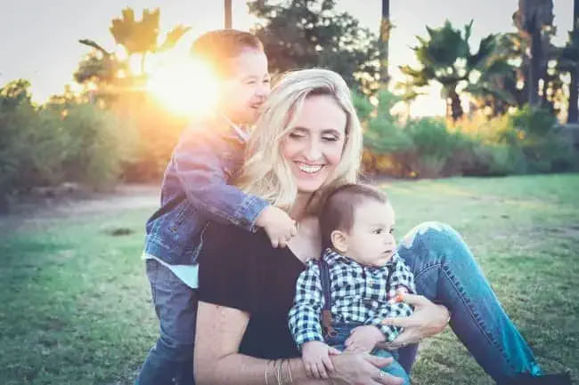 woman and two children